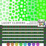 St Patrick Lucky Clovers Digital Paper Ribbon and Buttons Pack