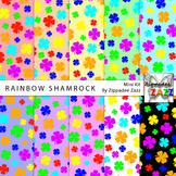 St Patrick Rainbow Shamrock Digital Paper or Background