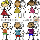 Glitter Kids / Children Clipart - BW / line art included - FREE