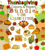 50% OFF Thanksgiving Clipart and Paper Bundle - 47 items