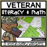 Worksheets for Veteran Remembrance Day ELA Literacy and Math Activities
